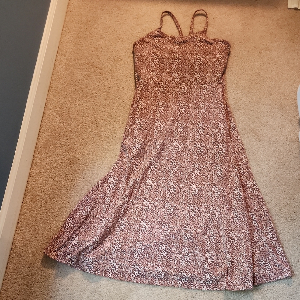 Pact Pink and White Halter Midi Sundress